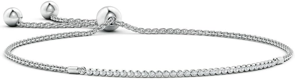 Angara Diamond Tennis Bolo Bracelet in 14K Solid Gold | Natural Diamond Adjustable Chain Bracelet for Women | April Birthstone Jewelry Gift For Women