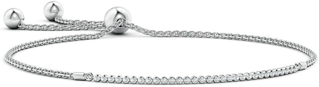 Angara Diamond Tennis Bolo Bracelet in 14K Solid Gold | Natural Diamond Adjustable Chain Bracelet for Women | April Birthstone Jewelry Gift For Women