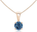 Angara Natural Blue Topaz Solitaire Pendant for Women | Classic Prong-Set Round Blue Topaz Pendant in 14K Solid Gold/Silver/Platinum With 18" Chain | December Birthday, Gemstone Jewelry Gift