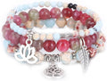 UEUC Tree of Life Yoga Healing Stone Bracelets,Multilayer Lotus Chakra Stone Reiki Bracelet Sets,Anxiety Crystal Natural Stone,for Women Stress Relief