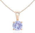 Angara Natural Tanzanite Solitaire Pendant for Women | Round Tanzanite Solitaire Pendant Necklace in 14K Solid Gold/Silver/Platinum With 18" Chain | December Birthday, Gemstone Jewelry Gift