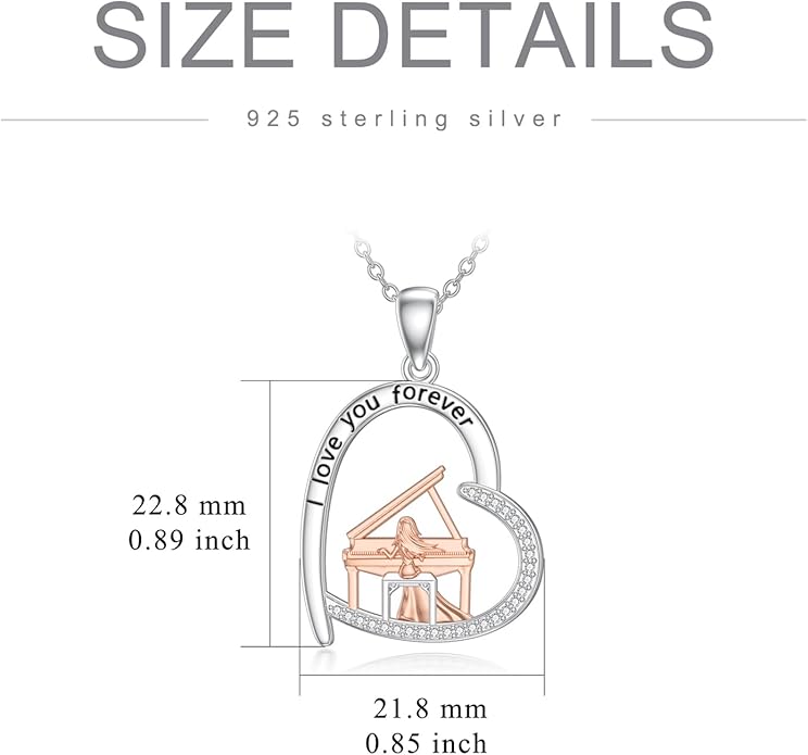 Violinist Necklace Sterling Silver Music Crystal Jewelry Saxophone Cello Violin Piano Flute Music Note Necklace Music Gifts for Women Girl Daughter