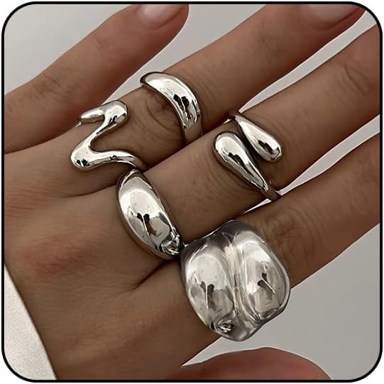 Sora Tuki Rings for Women Chunky Rings Set Adjustable Stackable Ring for Women Bold Thick Statement Ring Trendy Chunky Jewelry