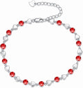 Birthstone Charm Link Bracelet 925 Sterling Silver Rose/Heart/Mom Bracelet with 12 Months Birthstone Mother's Day Gift Jewelry Gifts for Women,Chain Length 7"+2" Extend
