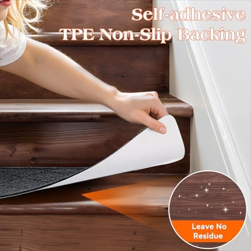Stair Treads for Wooden Steps 10 PCS, Non Slip Rugs Dark Grey - Image 4