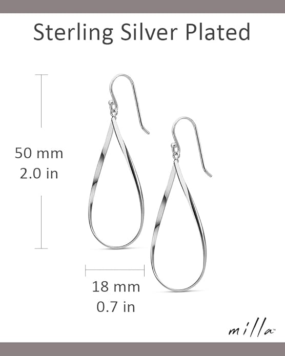 MILLA Teardrop Earrings - Designer Silver Statement Earrings or Gold Dangle Earrings for Women Trendy Upscale Dangly Earrings
