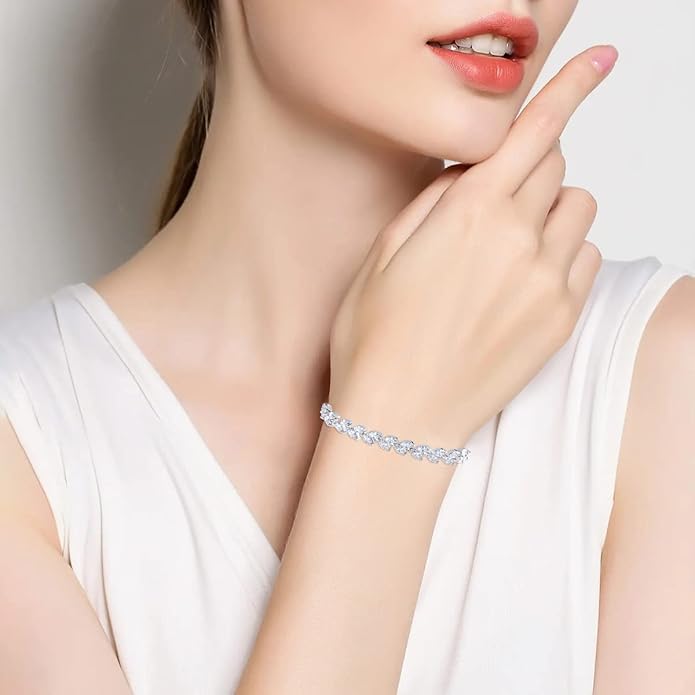 Bridal Wedding Jewelry CZ Set Marquise Teardrop Cubic Zirconia Pendant Necklace and Dangle Earring Bracelet Sets for Women