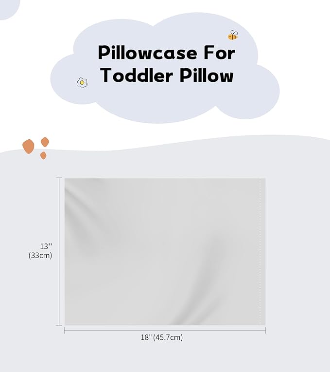Deep Dream Toddler Pillowcases for 13x18 Pillow 2 Pack, 100% Cotton Travel Pillow Case Cover, 600 Thread Count Cotton Pillow Covers, Soft & Breathable Small Pillow Cases Envelope Closure, Light Grey