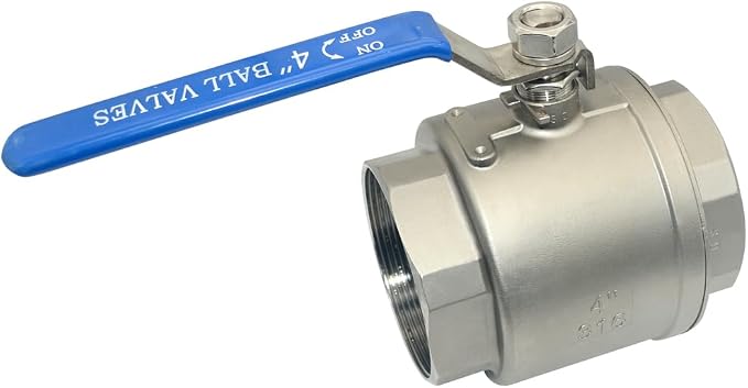 DAN SPEED 4" NPT Female 316 Stainless Steel Full Port Ball Valve Vinyl Handle - Image 2