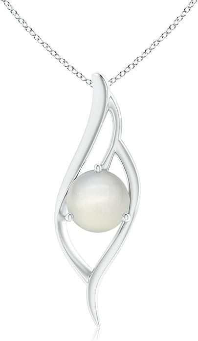 Angara Natural Moonstone Pendant for Women | Moonstone Angel Wing Bypass Pendant in 14K Solid Gold/Platinum With 18" Chain | Birthday, Anniversary, Gemstone Jewelry Gift