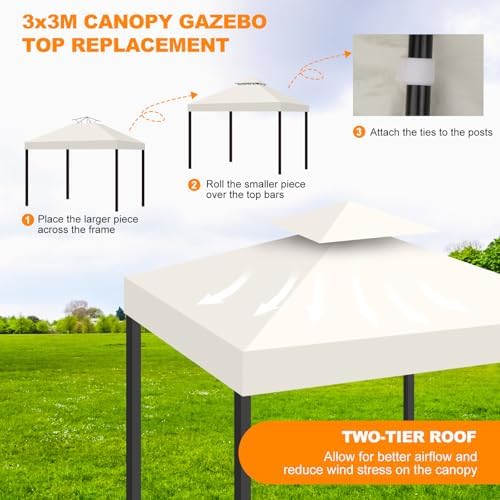 10x10 Canopy Replacement Top Cover Canopy Top Replacement Double Layer Vented - Image 4
