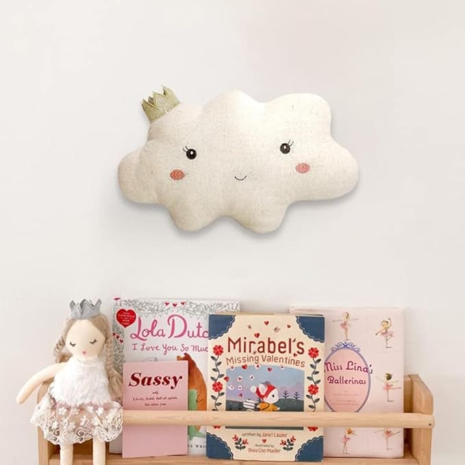 MON AMI Reine Cloud Shaped Throw Pillow – 16x10” Decorative Plush Cushion for Bed, Couch, or Room Décor, Cozy Cloud Accent Pillow, Cute Home Decoration