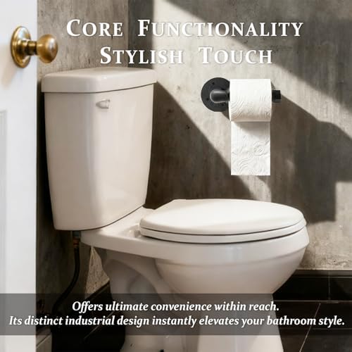 Industrial Pipe Toilet Paper Holder, Heavy Duty Rustic Iron Rack - Image 3