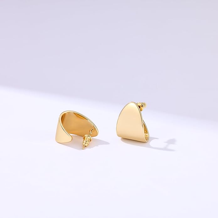 Gacimy Chunky Earrings for Women, Teardrop Earrings with 925 Sterling Silver Post, 14K Gold Plated Statement Drop for Women