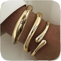 Chunky Gold Bangles Bracelets for Women Gold Cuff Bracelet Set Waterproof Non Tarnish Stack Bracelet for Women Gifts