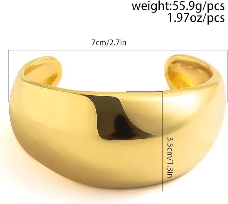 Gold Bracelets for Women Trendy Adjustable Gold Plated Cuff Bangle Bracelets Bold and Beautiful Wide Chunky Gold Bracelet Minimalist Bangle Jewelry for Women