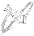 Initial Rings for Women Girls - Valentines Day Gifts for Her, Adjustable Rings for Women Non Tarnish Letter A-Z Dainty Heart Ring Teen Girls Gifts Trendy Stuff Personalized Jewelry Gift