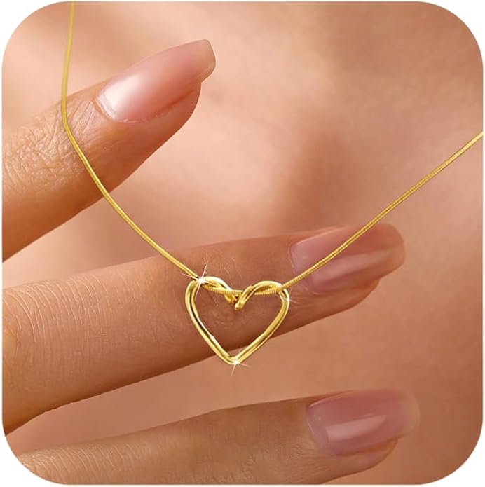 LOVECOM Valentines Gifts S925 Sterling Silver Heart Necklace for Women Dainty 14k Gold Plated CZ Infinity Double Cross Star Pendant Choker Necklaces Trendy Bead Chain Jewelry Gifts for Mom Daughter