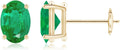 ANGARA Natural Emerald Earrings for Women | Oval Shape Emerald Classic Earrings in 14K Solid Gold/Platinum | May Birthday, Anniversary, Gemstone Jewellery Gift