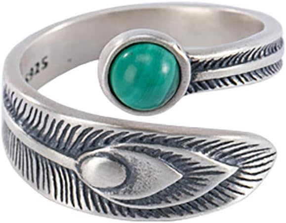 BALMORA Real 925 Sterling Silver Vintage Leaf Rings for Women Men Retro Lotus Feather Flower Adjustable Open Ring Floral Leaves Finger Statement Promise Ring Fashion Jewelry Birthday Gifts for Mom Daughter