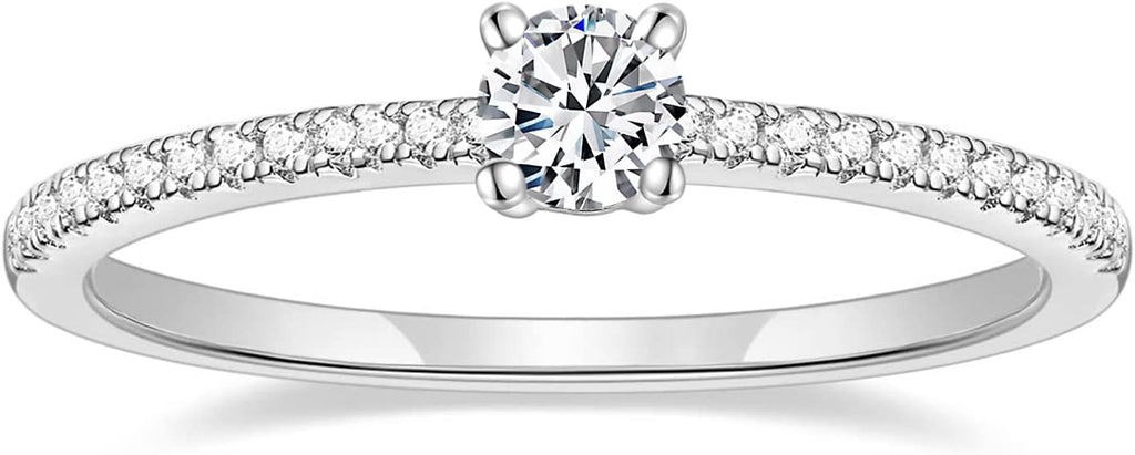 TIGRADE 1.5mm Women Eternity Ring Round Cubic Zirconia Anniversary Ring CZ Pave Promise Wedding Band Size 3-12