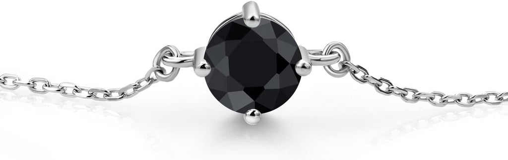 Gem Stone King Gemstone Birthstone Solitaire Bracelet For Women | 925 Sterling Silver | Round 6MM | Gift for Her Women Wife Mom Lady Daughter | Adjustable Bolo Bracelet | Easy-On Easy-Off