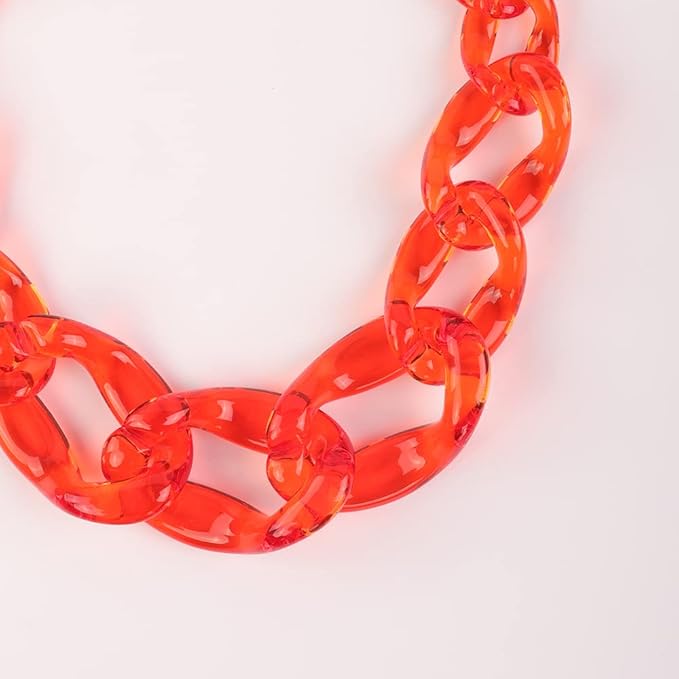 Wiwpar Acrylic Choker Necklace Statement Chunky Fashion Acrylic Necklace Colorful for Women (Red)