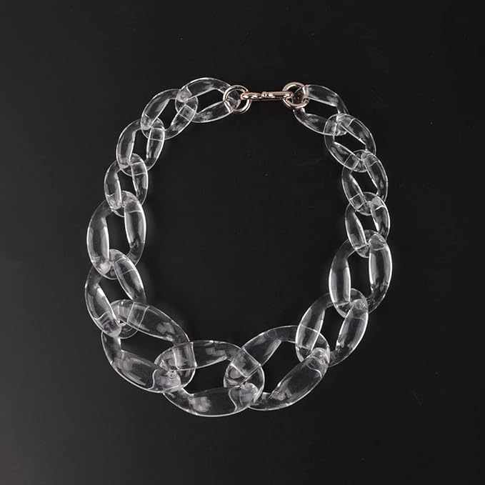 Wiwpar Acrylic Choker Necklace Statement Chunky Fashion Acrylic Necklace Colorful for Women (White)