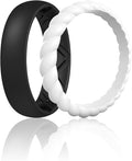 Egnaro Women's Bridal Rings Sets, Inner Arc Ergonomic Breathable Design Silicone Rubber Wedding Bands