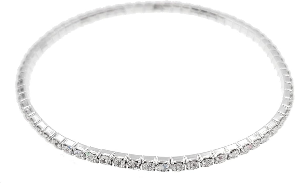 BESHEEK Sparkly Glass Rhinestone Square Artisan Beaded Stretch Anklet | Handmade Hypoallergenic Beach Gala Wedding Style Jewelry