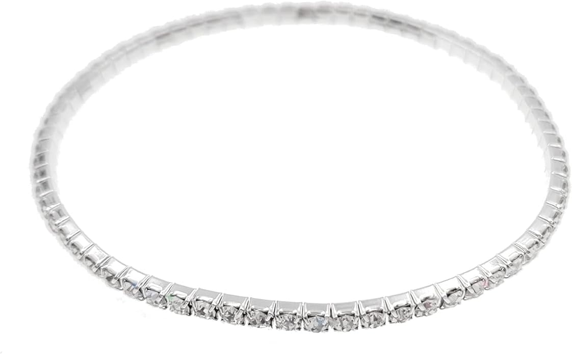 BESHEEK Sparkly Glass Rhinestone Square Artisan Beaded Stretch Anklet | Handmade Hypoallergenic Beach Gala Wedding Style Jewelry