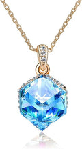 EVEVIC Color Changing Cubic Austrian Crystal Pendant Necklaces for Women 14K Gold Plated Hypoallergenic Jewelry