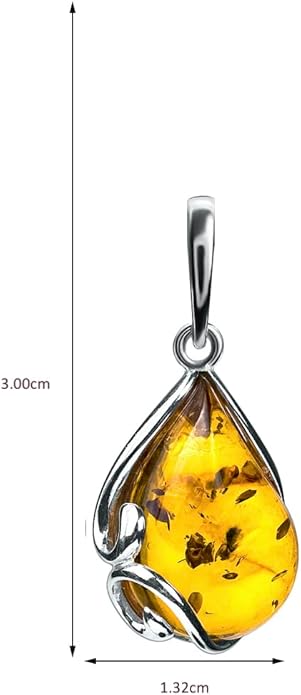 Ian and Valeri Co. Amber Sterling Silver Classic Earrings Pendant Necklace Set Chain18 Inches