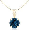 Angara Natural Blue Topaz Solitaire Pendant for Women | Classic Prong-Set Round Blue Topaz Pendant in 14K Solid Gold/Silver/Platinum With 18" Chain | December Birthday, Gemstone Jewelry Gift