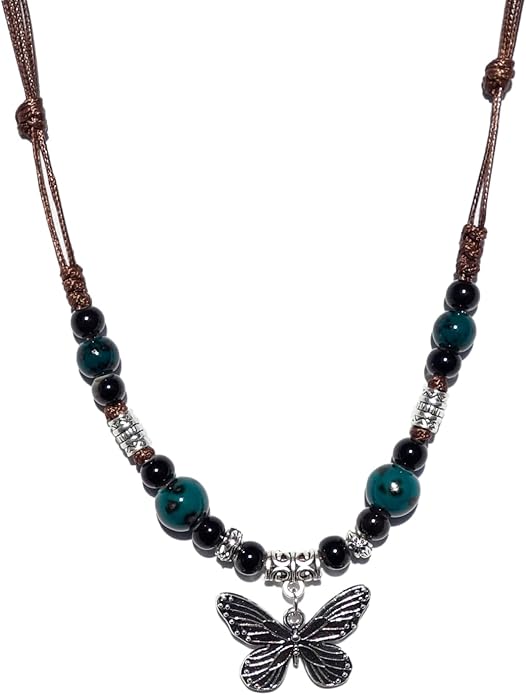 Boho Style Colorful Ceramic Bead Strand Necklace Adjustable Bohemian Jewelry Gift for Women, Fashion Clothing Matching Necklace