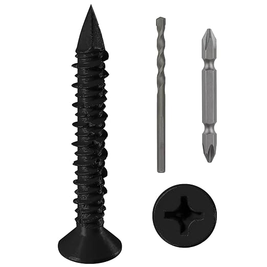 WenSilon 3/16" x1-3/4 Black Concrete Screw Anchor Black Flat Head by Wensilon