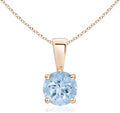 Angara Natural Aquamarine Solitaire Pendant for Women | Round Aquamarine Solitaire Pendant Necklace in 14K Solid Gold/Silver/Platinum With 18" Chain | March Birthday, Gemstone Jewelry Gift