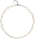 Pearl Necklace for Women, AAA+ Freshwater Cultured Pearl Strand,18 Inch with Sterling Silver Clasp, Elegant Pearls Classic Jewelry Gift for Mother's Day | Christmas | Wedding | Anniversary for Mother Wife Daughter