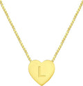 YL Initial Necklace 925 Sterling Silver Heart Letter Pendant A-Z Alphabet Cubic Zirconia Jewelry for Women