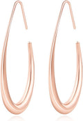 Lightweight Teardrop Hoop Earrings for Women - 14k Gold/White Gold Plated Large Oval Pull Through Hoop Earrings High Polished Statement Jewelry Gift for Women