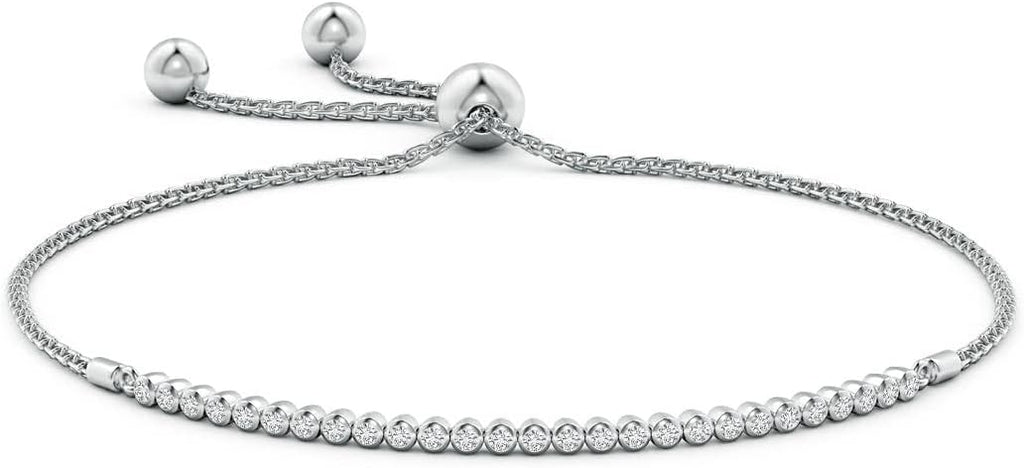 Angara Diamond Tennis Bolo Bracelet in 14K Solid Gold | Natural Diamond Adjustable Chain Bracelet for Women | April Birthstone Jewelry Gift For Women