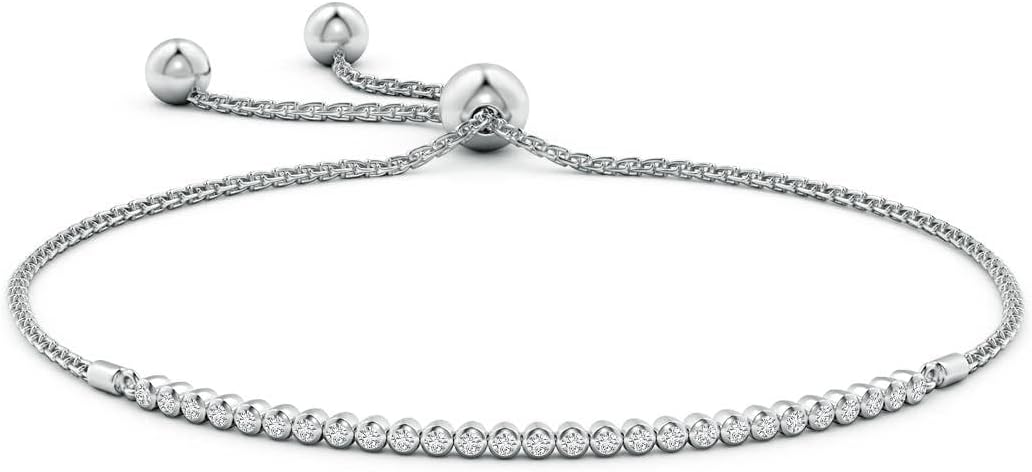 Angara Diamond Tennis Bolo Bracelet in 14K Solid Gold | Natural Diamond Adjustable Chain Bracelet for Women | April Birthstone Jewelry Gift For Women
