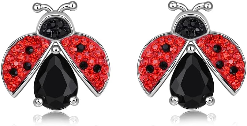 Superchic Ladybug Pendant Necklace Cute Cubic Zirconia with floating Crystals for Women Halloween Party Birthday Gifts
