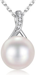 Iefil Valentines Day Gifts for Her - 925 Sterling Silver 10-11mm Freshwater Pearl Necklace, Anniversary Birthday Gifts for Women Wife Girlfriend