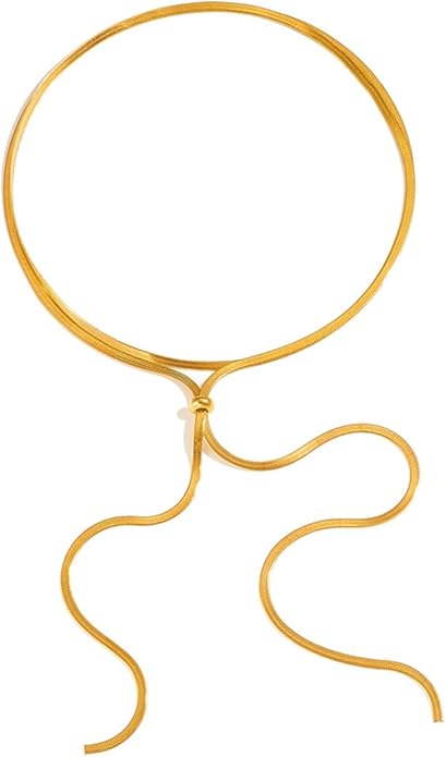 GIGB PBDK Chunky Gold Choker Necklace for Women,Trendy Silver Statement Necklace Long Snake Chain Drop Necklace,Charm Prom Body Jewelry Accessories Gifts