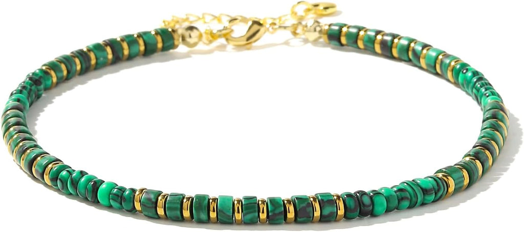 XIJIN Natural Stone Beaded Anklets for Women Handmade Beach Boho Turquoise Beads Ankle Bracelet Jewelry Gift for Her