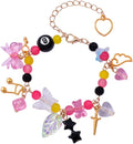 Black 8 Ball Charm Bracelet - Y2K Bow Dopamine Leaf Star Bracelets - Gift for Sister Bestie Friend
