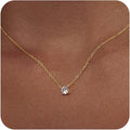 Diamond Pendant Necklace for Women, Dainty Gold Necklace 18k Gold Plated Paperclip Choker Necklaces Cute Open Oval Necklaces Simple Gold Necklace Jewelry Gifts for Women Trendy