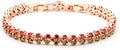 14K Gold Ruby and Emerald Tennis Bracelet for Women,Dainty Love Heart Style Moissanite Adjustable Link Bracelet,Fashion Jewelry Gift for Her