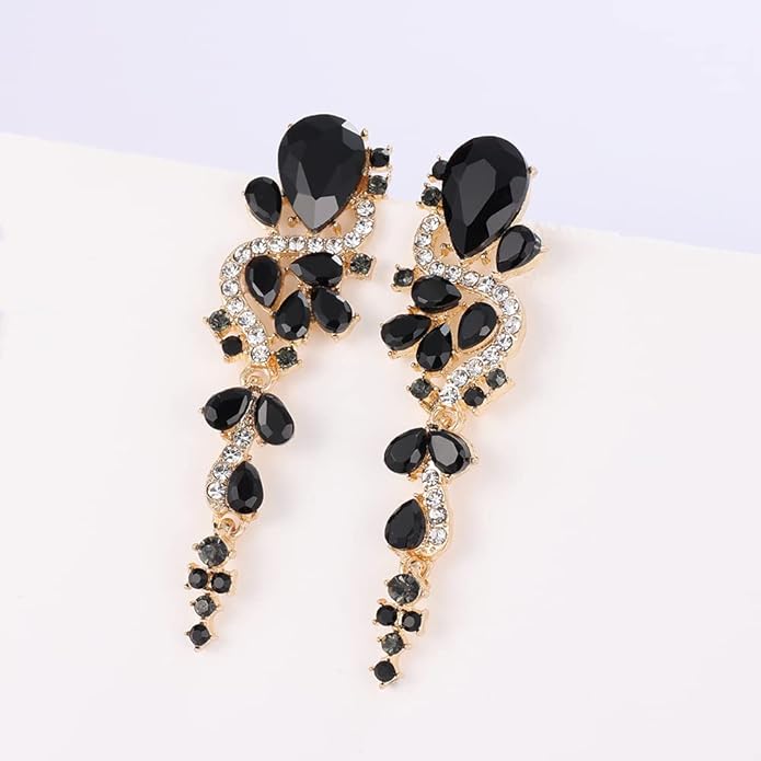 Rhinestone Statement Dangle Earrings Sparkly Crystal Bridal Wedding Earrings for Brides Bridesmaides Chandelier Teardrop Earrings for Women Prom Party
